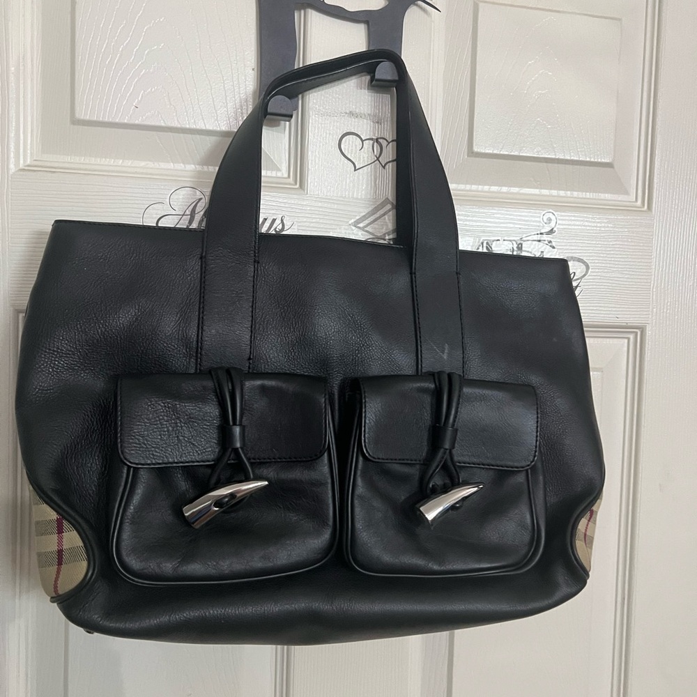 Burberry Black Leather Tote Bag
